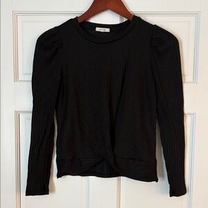 Black Ribbed Long Sleeve Top